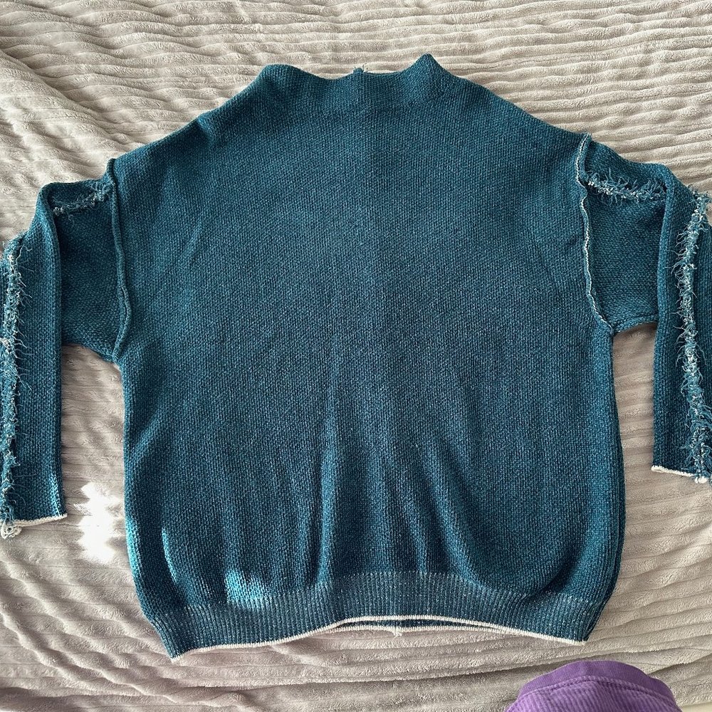 Aqua Blue High Neck Sweater